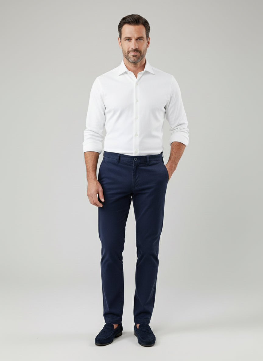 White Feather Soft Piqué Shirt - Cut Away Collar With Hidden Button Down
