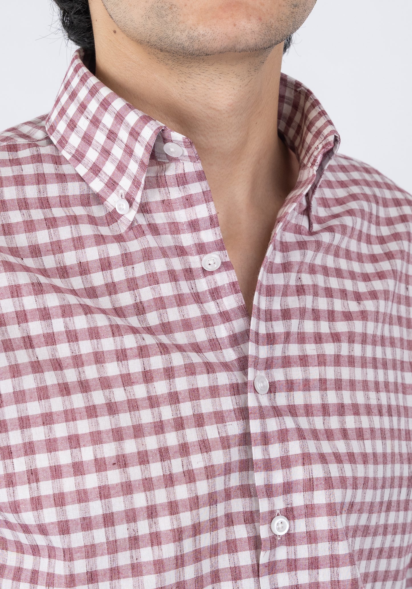 Pale Pink Gingham Light-Weight Shirt - Sale