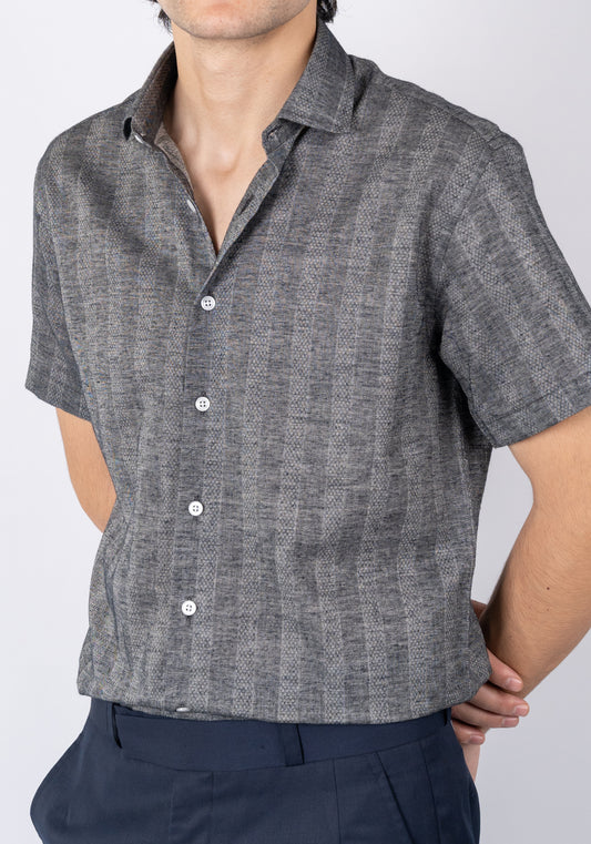 Bold Charcoal Stripes Light-weight Shirt - Half Sleeves