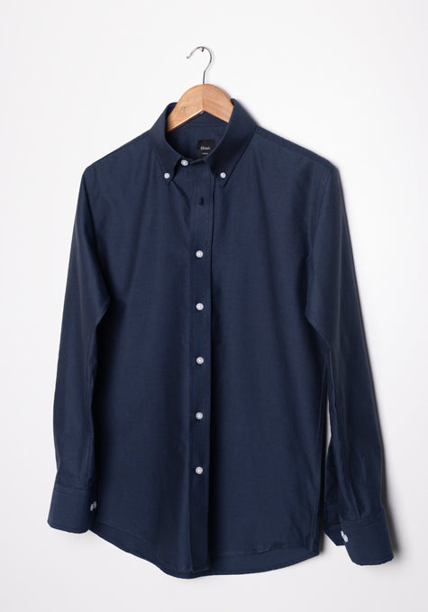 Crisp Navy Blue Oxford Shirt - Heavyweight - Sale