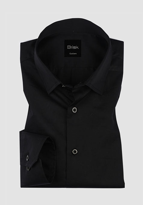 BLACK LIGHTWEIGHT HIDDEN BUTTON DOWN SHIRT