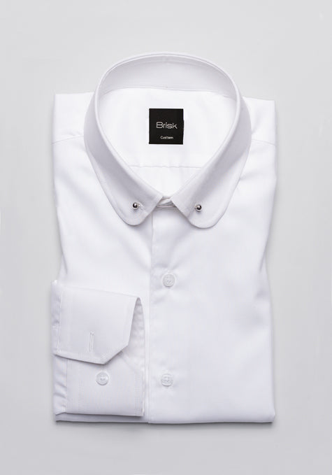 White Club Collar Shirt - Pin Collar