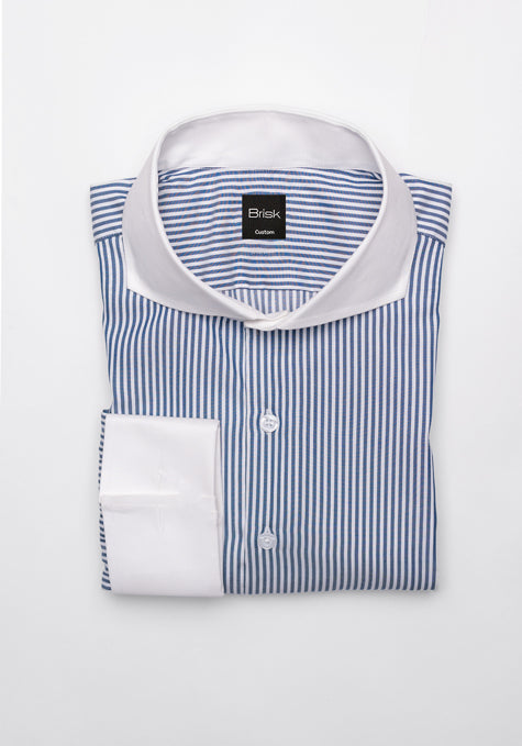 Navy Blue Stripes Shirt - Wrinkle Resistant - Sale