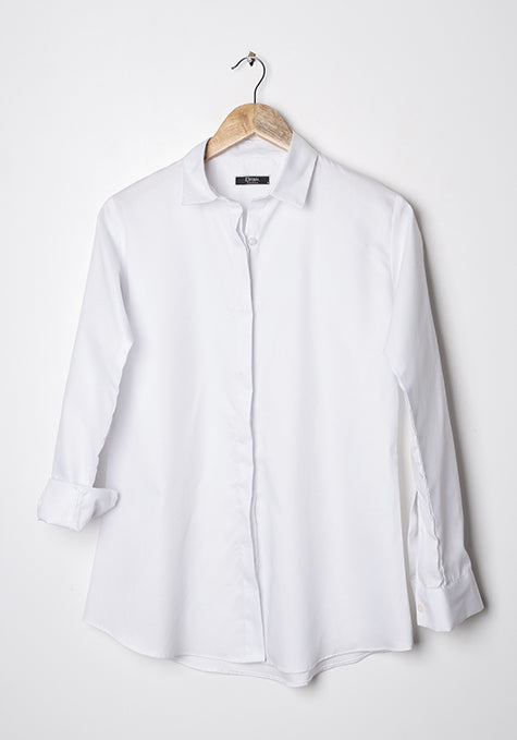 WHITE RELAXED CRISP STRETCH SHIRT