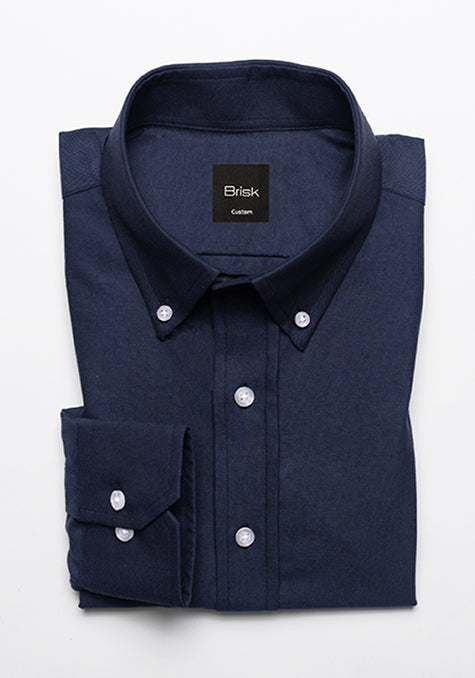 Crisp Navy Blue Oxford Shirt - Heavyweight