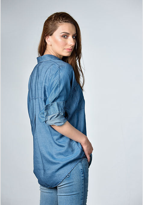 DENIM MEDIUM WASH NO ARMHOLE SHIRT
