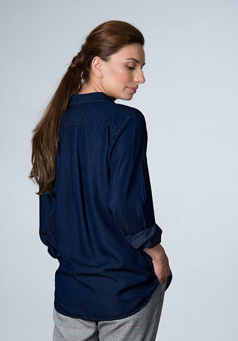 DENIM RINSE WASHED SEMI SLIM SHIRT