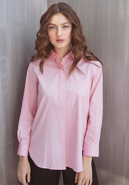 PINK CRISP POPVER SHIRT WITH PLEAT