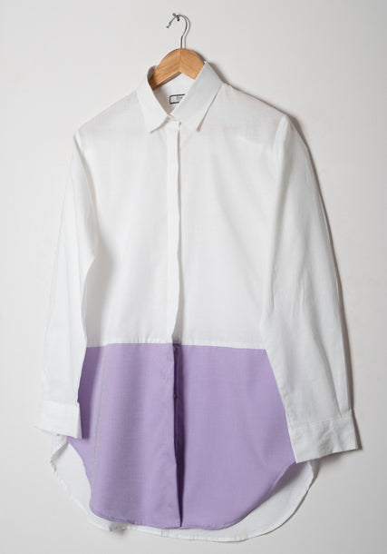 WHITE-LILAC COLOR BLOCK SHIRT