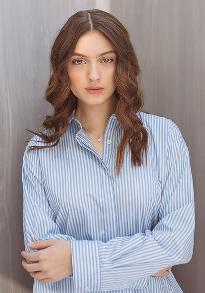 SKY STRIPED SHIRT WITH FRONT VENTS - SALE