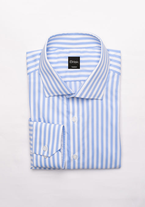 Sky Blue Performance Stretch Bengal Stripes Shirt - Sale