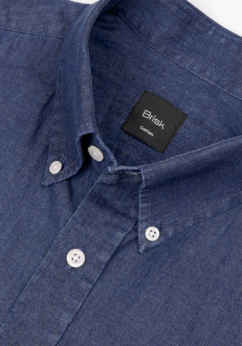 DENIM RINSE WASH SHIRT - BUTTON DOWN COLLAR