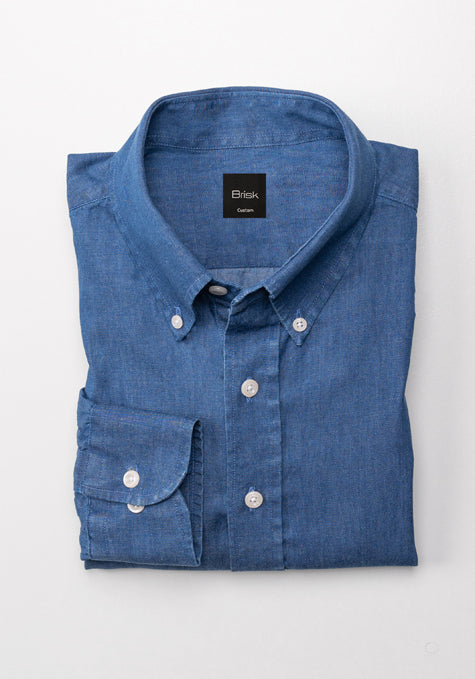 DENIM DARK WASH SHIRT - BUTTON DOWN COLLAR