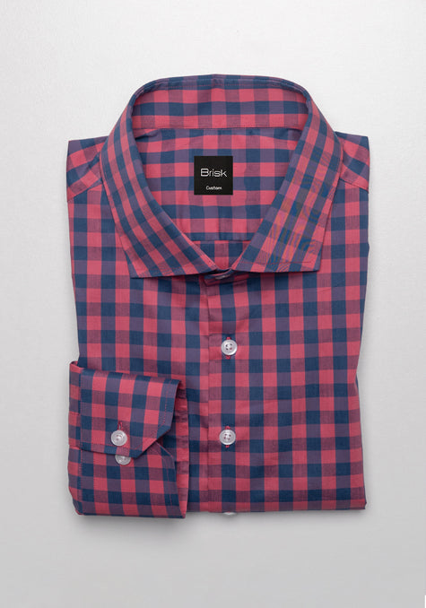 DUSTY RED BLUE PERFORMANCE CLASSIC COLLAR SHIRT - QUICK DRY