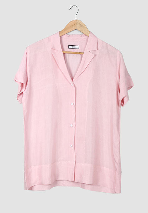 LIGHT PINK VISCOSE SHIRT - NOTCH COLLAR - SALE