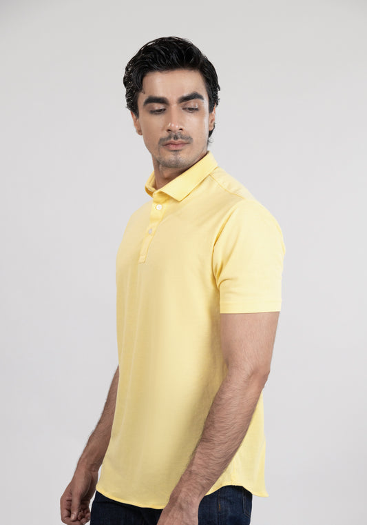 Yellow Feather Soft Piqué Half Sleeve Polo Shirt