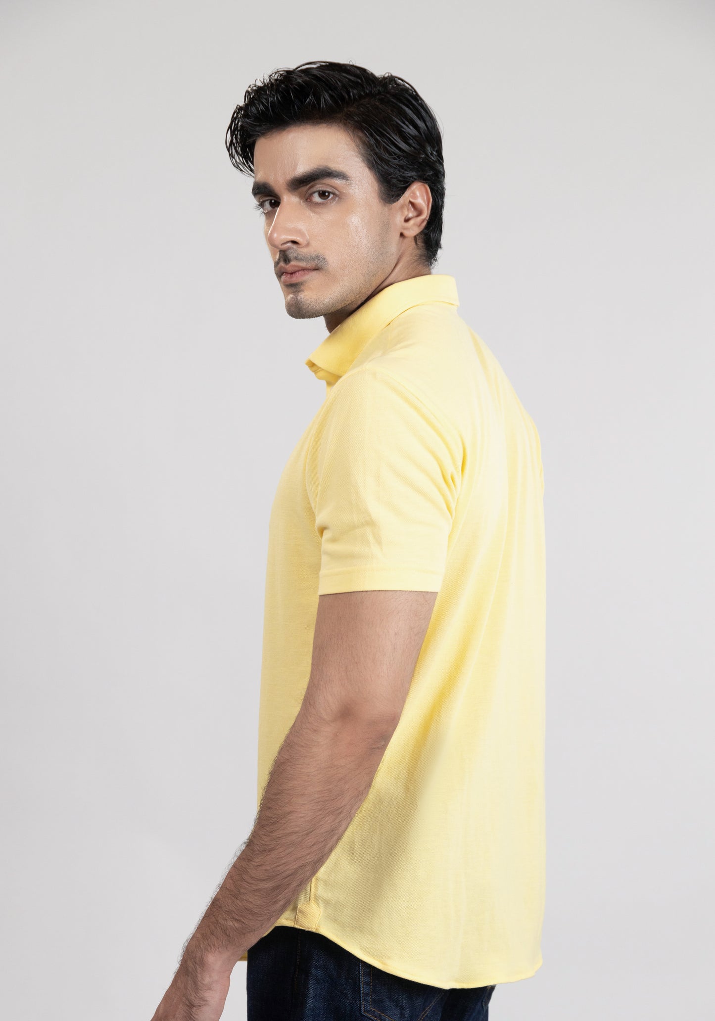Yellow Feather Soft Piqué Half Sleeve Polo Shirt