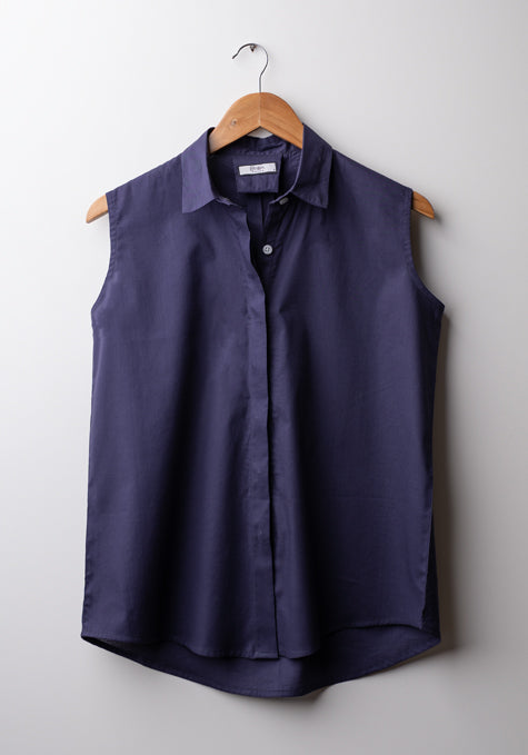 Midnight Blue Sleeveless Shirt -Sale