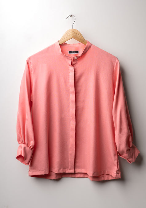 SALMON PINK SELF TEXTURED RELAXED BOXY SHIRT