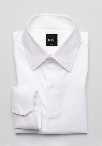 PEARL WHITE STRETCH HIGH COLLAR SHIRT - HIDDEN BUTTON DOWN