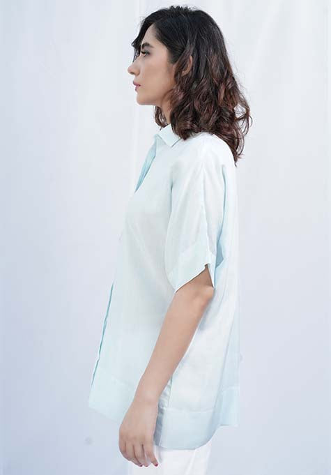 ICE BLUE VISCOSE HALF SLEEVES SHIRT