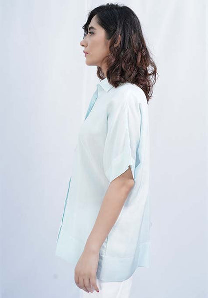 ICE BLUE VISCOSE HALF SLEEVES SHIRT