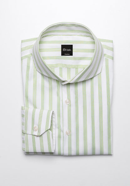 Pastel Green Stretch Stripes Shirt - Sale
