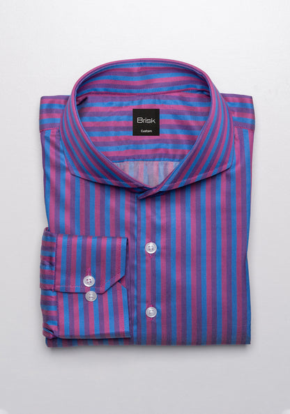 Pale Blue Magenta Stripes Shirt - Sale