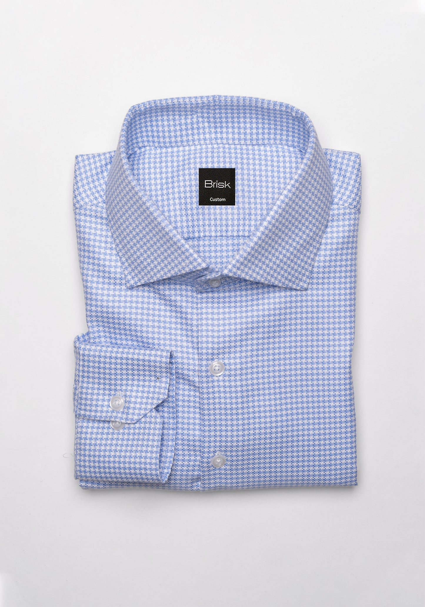 Sky Blue Structured Houndstooth Shirt - Wrinkle Resistant - SALE