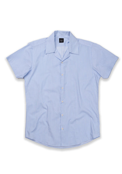 Sky Blue Pencil Stripes Half Sleeves Shirt - Wrinkle Resistant - Sale