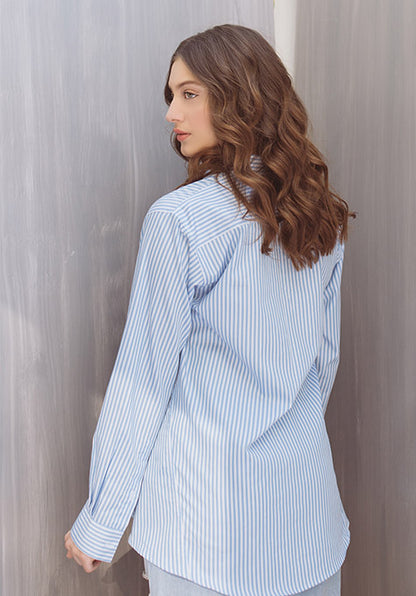 SKY STRIPED SHIRT WITH FRONT VENTS - SALE