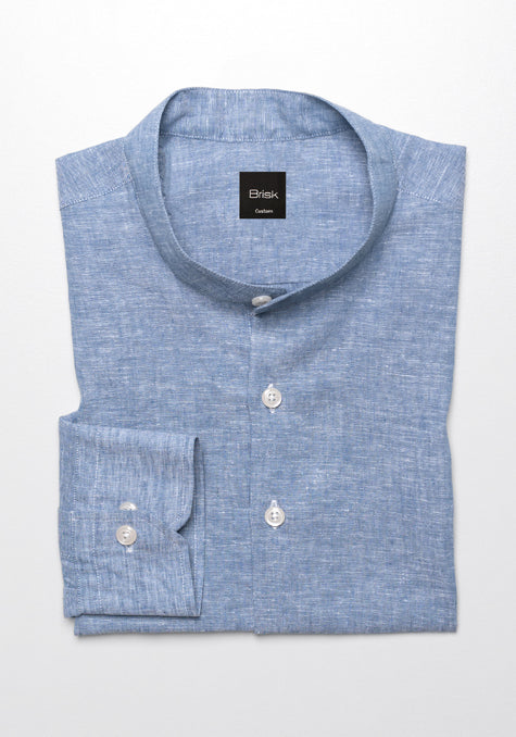 Blueish Grey Cotton Linen Shirt - Sale