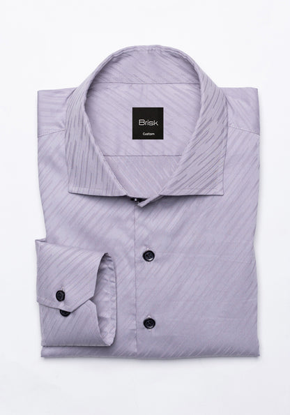 Grey Pattern Jacquard Stretch Shirt - Sale