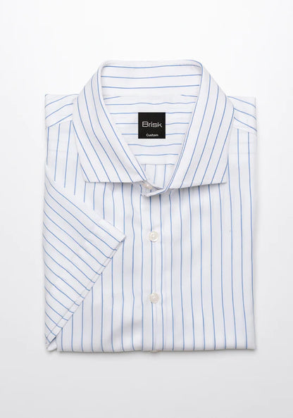 Soft Blue Pencil Tencel Stripes Shirt | Half Sleeves - Sale