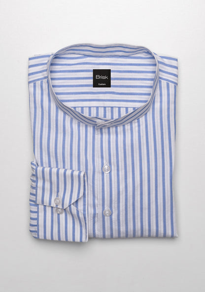 Summer Blue Seersucker Stripes Shirt - Sale