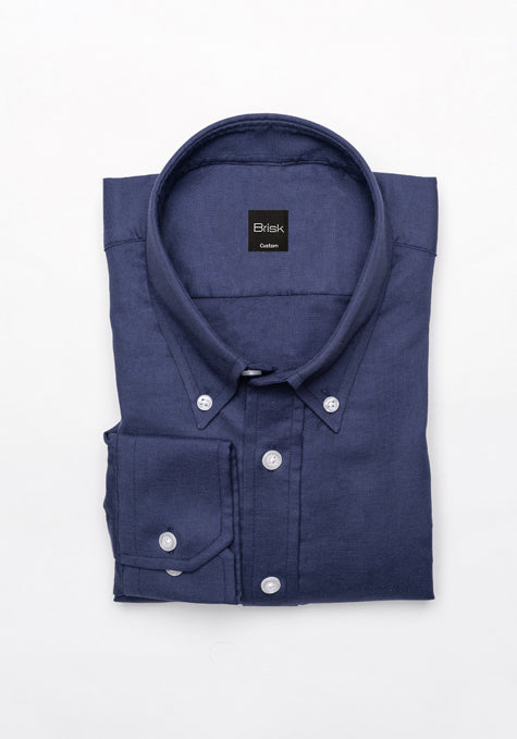 Mid Night Blue Stretch Oxford Shirt - Sale