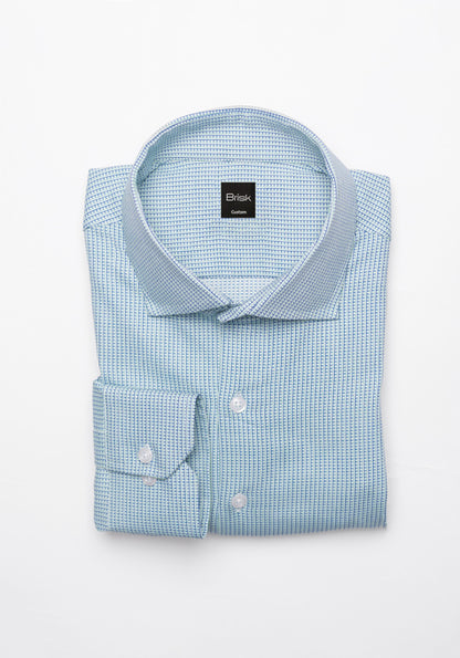 Blue & Green Performance Stretch Structured Shirt - SALE