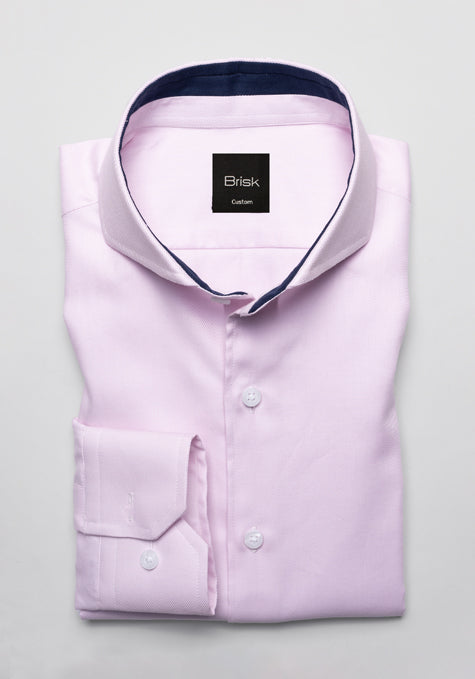 Pink Twill Shirt - Navy Contrast Details - Sale