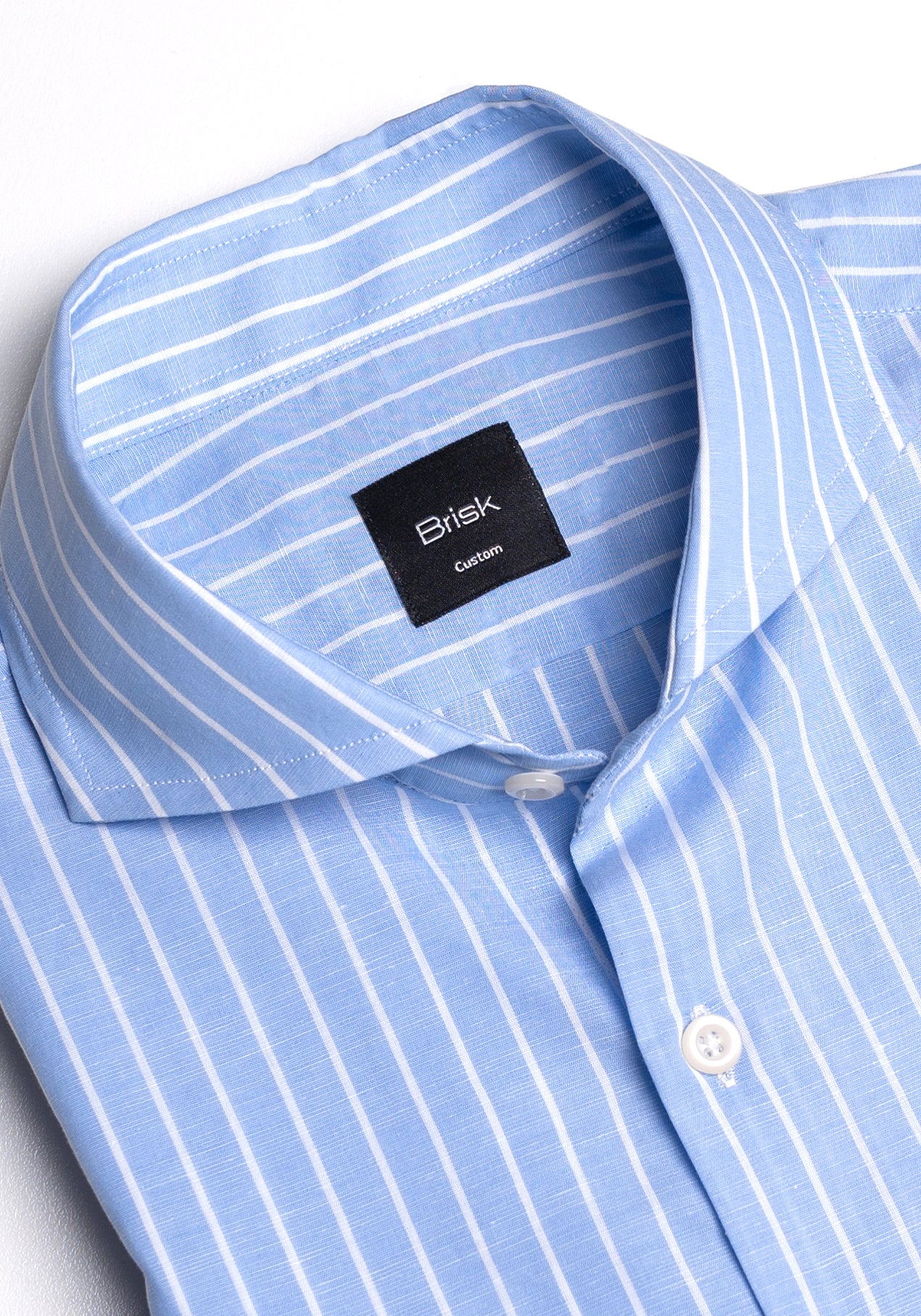 Sky Blue Light Weight Cotton Linen Stripes Shirt - Half Sleeves - Sale