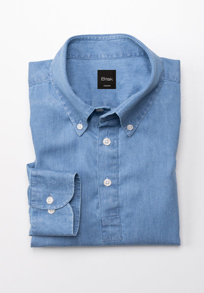 DENIM LIGHT WASH POPOVER SHIRT