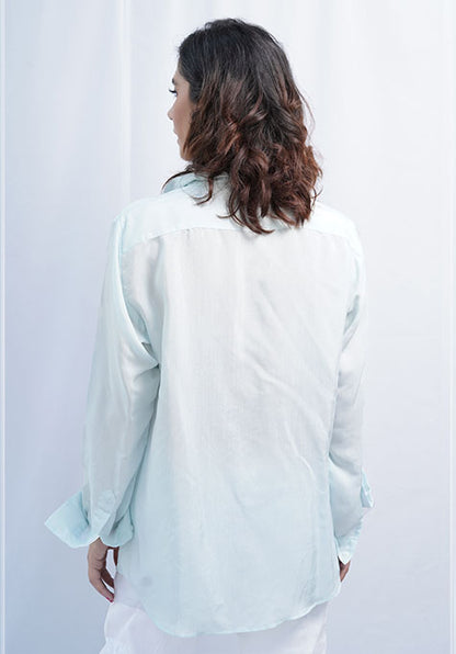 ICE BLUE VISCOSE SHIRT - NOTCH COLLAR