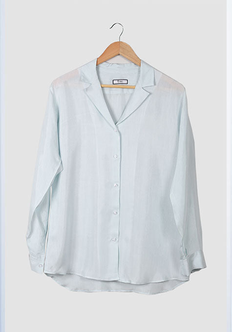 ICE BLUE VISCOSE SHIRT - NOTCH COLLAR