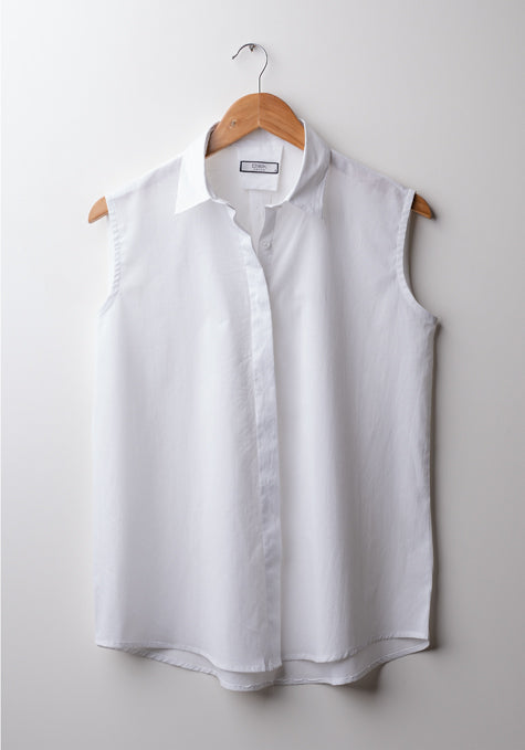 WHITE LIGHTWEIGHT SLEEVELESS SHIRT - SALE