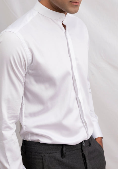 WHITE BAND COLLAR SHIRT