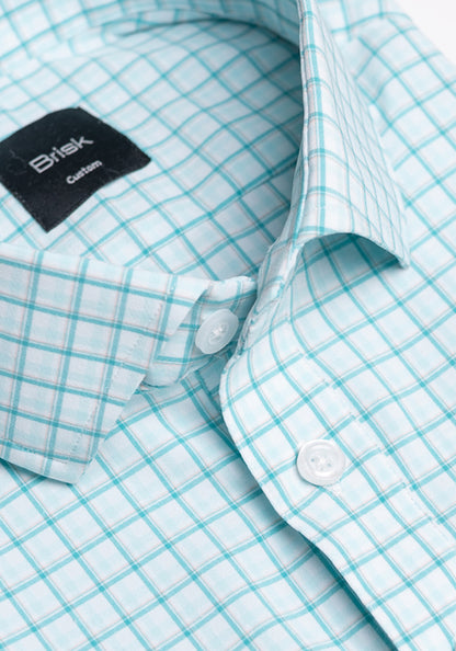 Fresh Green Four-Way Ultra Performance Stretch Boxes Half Sleeves Shirt - Sale