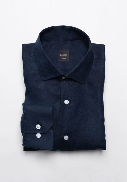 Navy Blue Linen Shirt