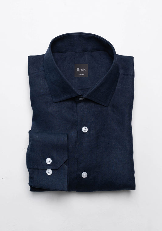 Navy Blue Linen Shirt