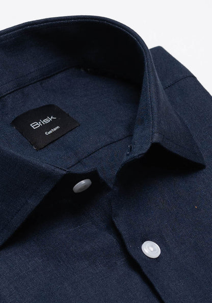 Navy Blue Linen Shirt