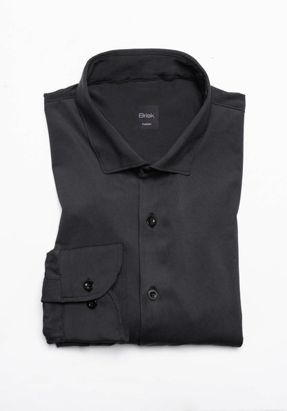 Jet Black Tech Performance Jersey Shirt - 4 Way Stretch