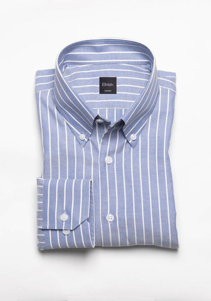 Blueish Grey Chambray Performance Stretch Stripes Shirt